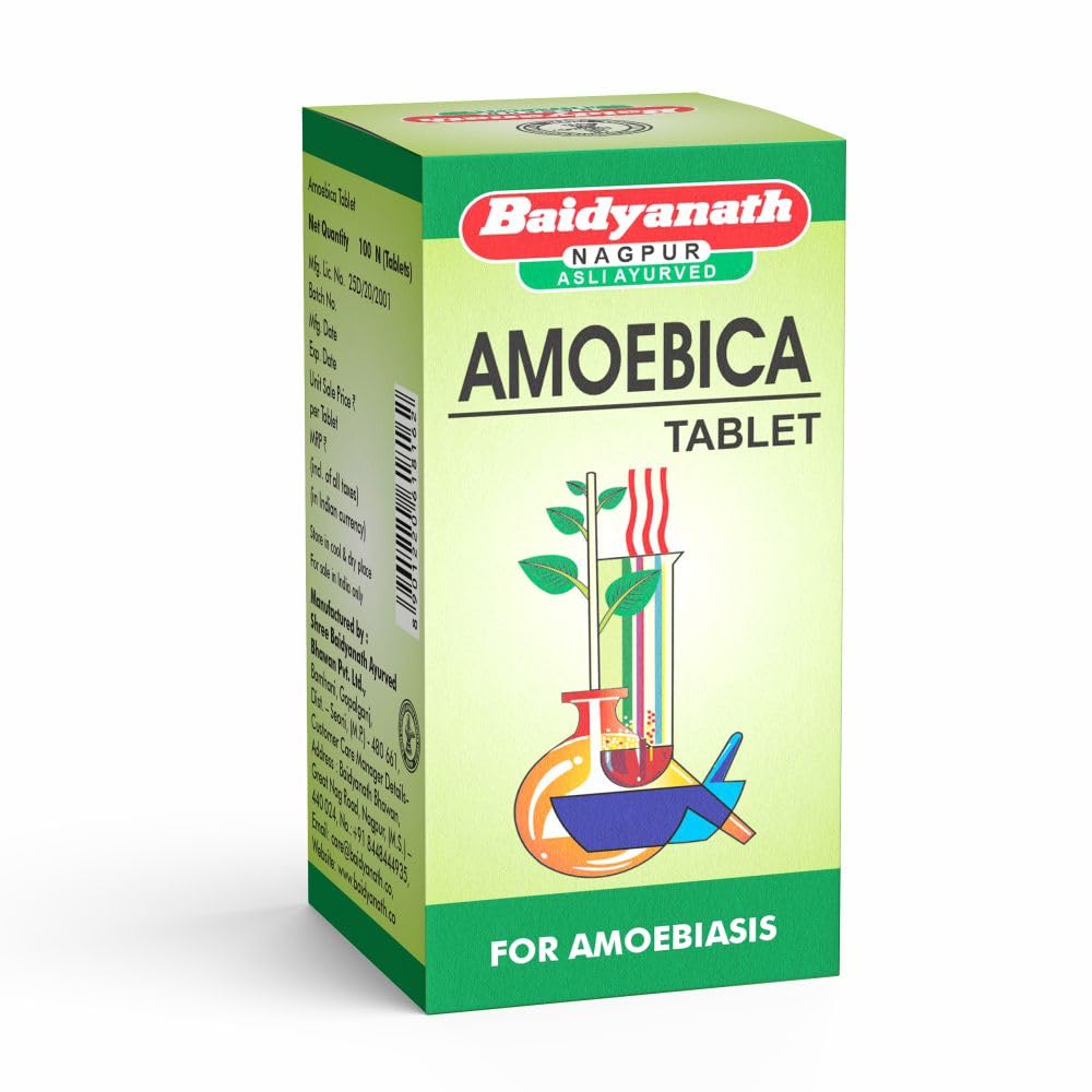 Baidyanath Asli Ayurved Amoebica I Ayurvedic Digestive Support 100 Tablets X Pack of 2 for Gut Health