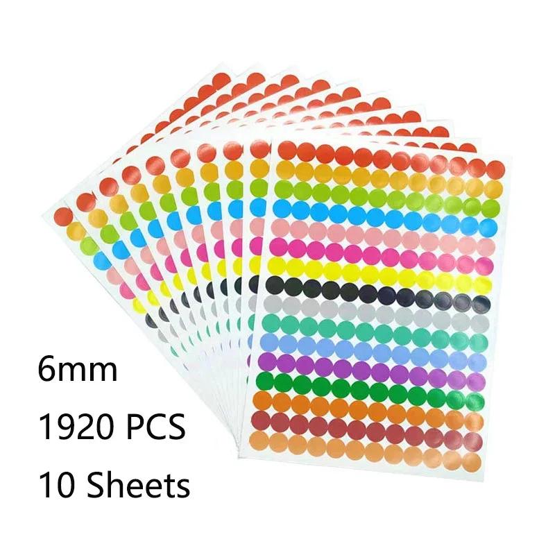 6mm 8mm 10mm 19mm 20mm 40mm Colored Dot Stickers Polka Circle Office Classroom Party Decoration Toys Diary Decoration Sticker