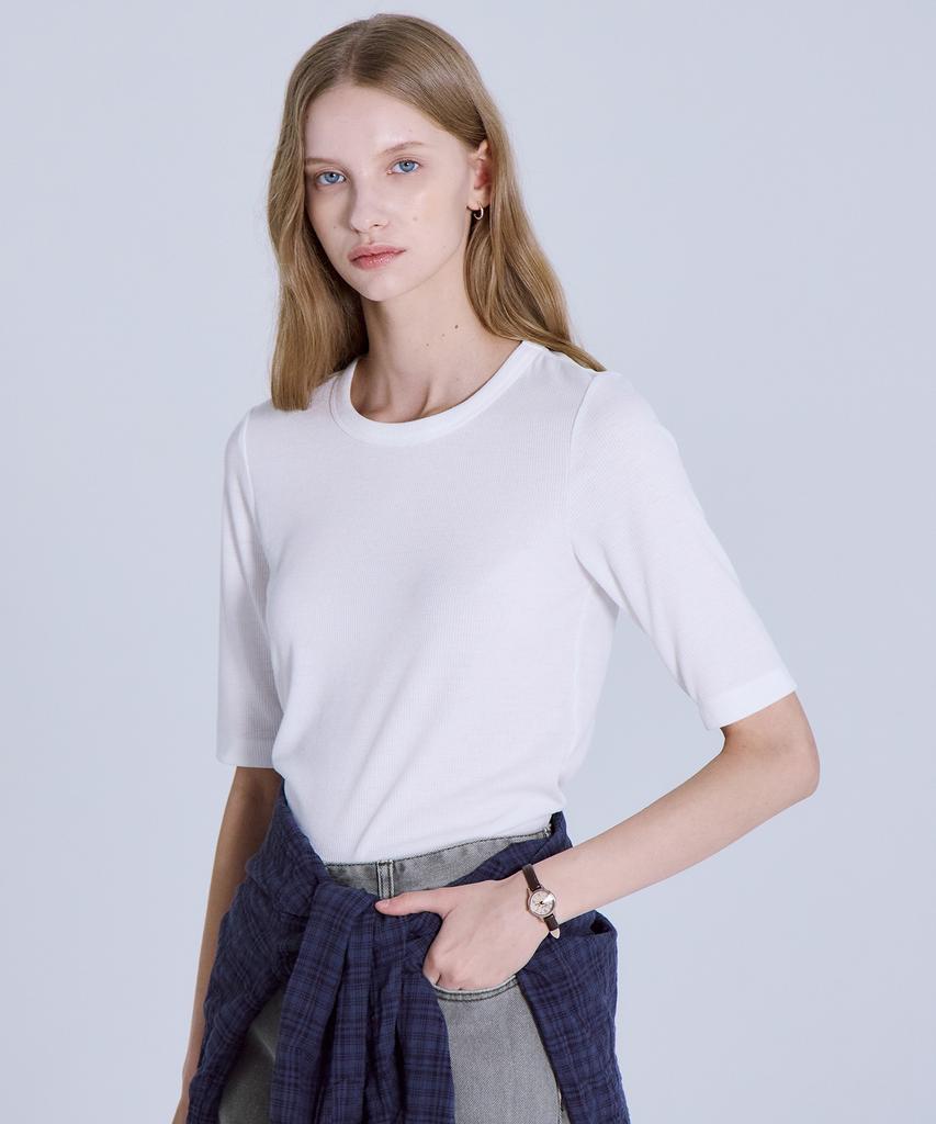 BASIC HOUSE Women'S Ribbed Sleeveless T-Shirt Ivory Lyts7203