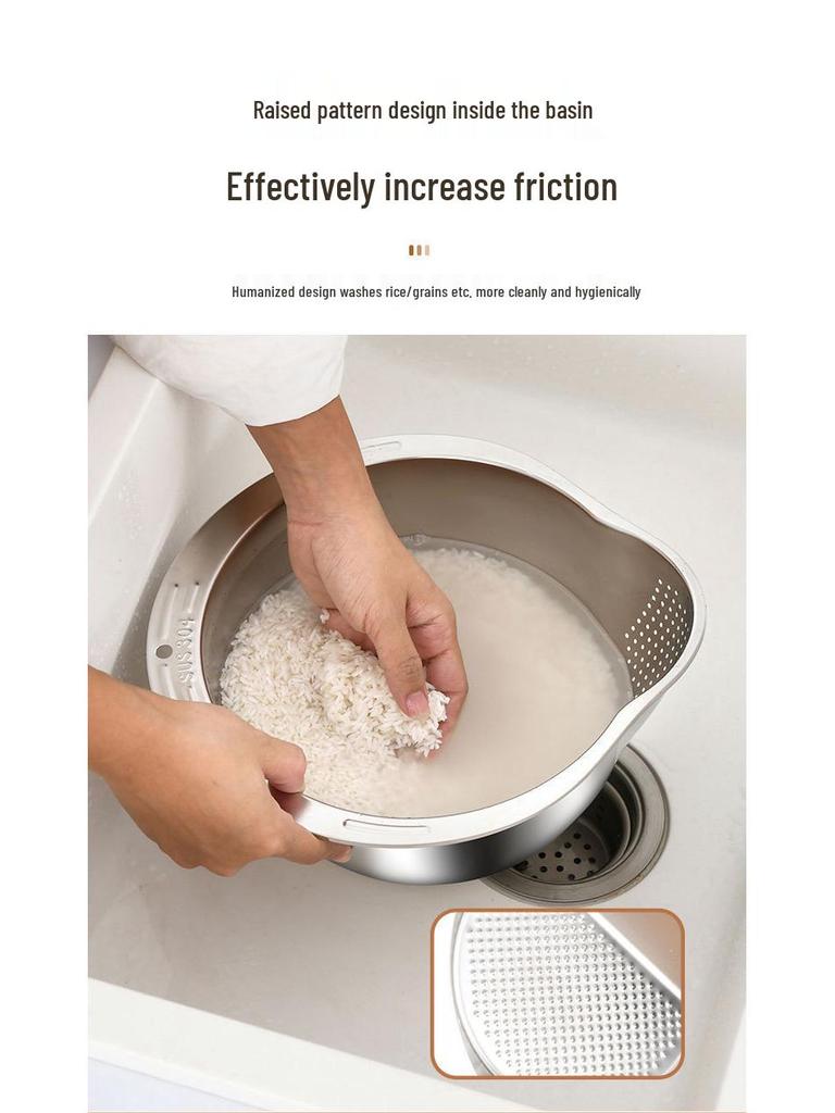 Multilayer Stainless Steel Rice and Vegetable Washing Colander Basket