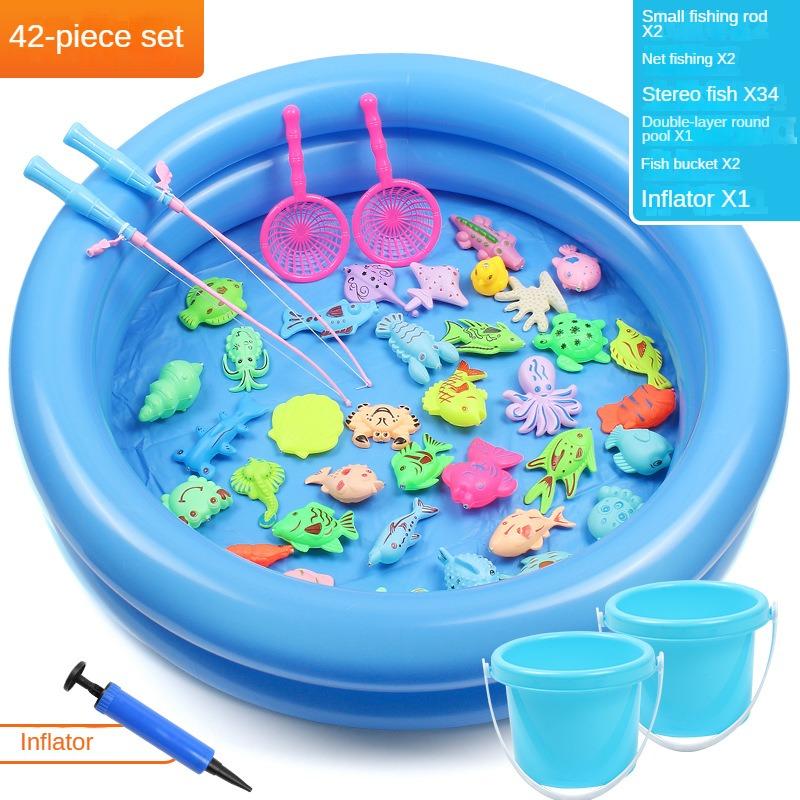 Magnetic Fishing Toy Pool for Boys and Girls, Fun Game for Playing Home, Summer Puzzle Square Night Market Stall Set