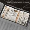 Expandable Drawer Organizers for Kitchen Utensils Adjustable Tray with Multiple Compartments for Spoons Forks and Knives