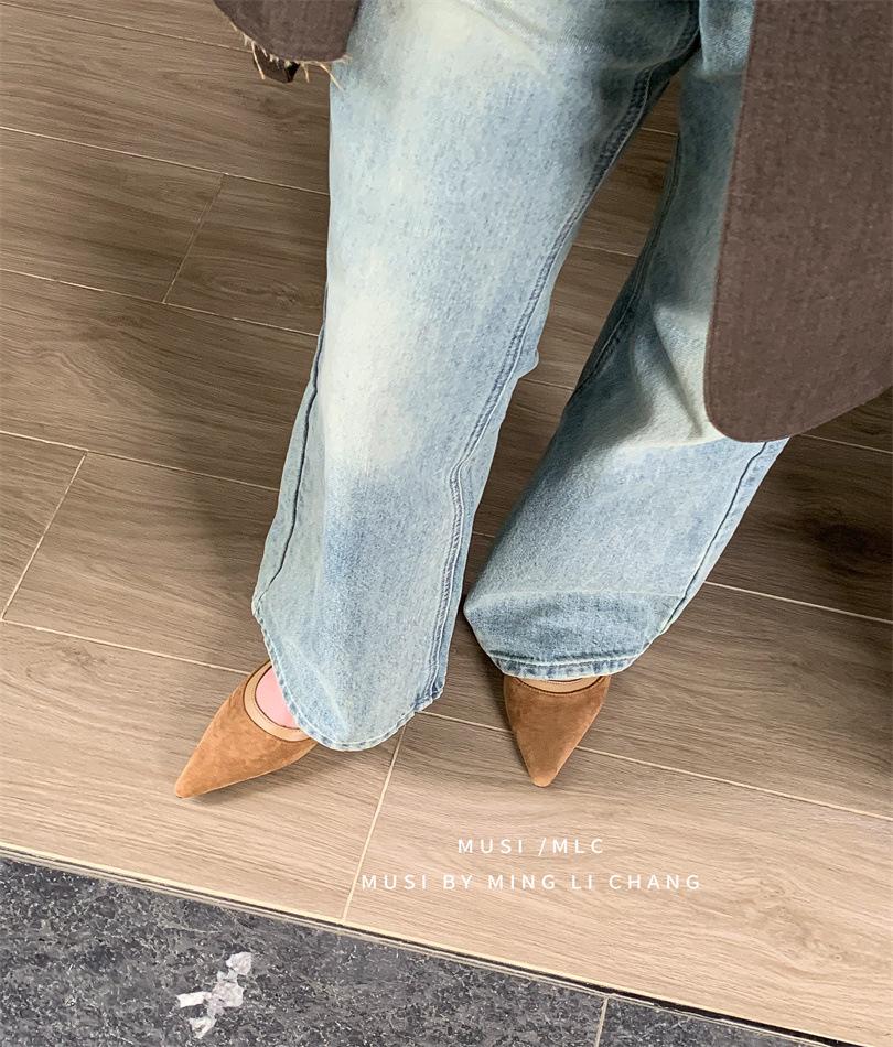 

Стиль легкой роскоши~ бархатные туфли-лодочки на среднем каблуке, повседневные, с ремешком на подъеме, французские туфли Мэри Джейн, темпераментные одинарные туфли для женщин 39 абрикосовый