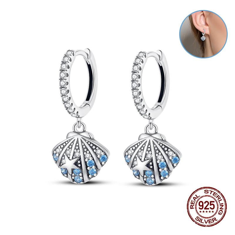 Damen Kupfer Ohrringe Rosa Liebe Sterne Muschel Süße Blume Süß Romantisch Date Party Hochzeit Exquisiter Schmuck Geschenke