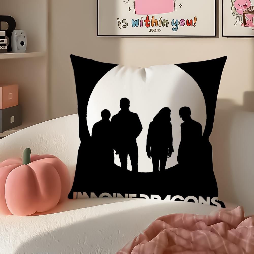 Anthemic Pop American Band IImagine Dragons Cushion Cover Pillowcase Short Plush Invisible Zipper Room Sofa Cushion Cover