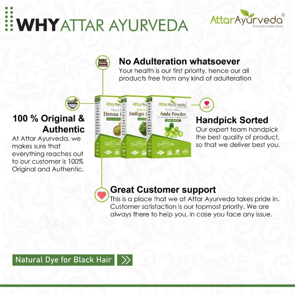 Attar Ayurveda Henna ,Indigo, Amla Hair Powder Combo 650g Natural Hair Coloring Treatment