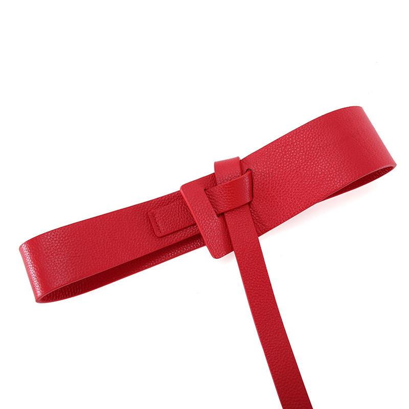 Leather Waist Belt For Women With Knot Decor And First Layer Cowhide Material For Casual Styling