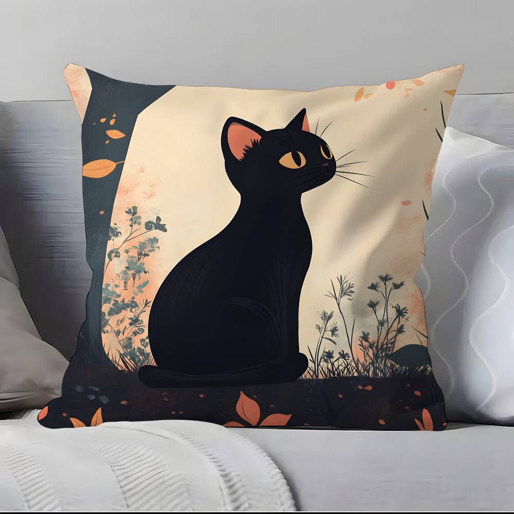 Cute Cartoon Little Black Cat Pillow Case Pillowcase Soft Skin Friendly & Comfortable With A Hidden Zipper