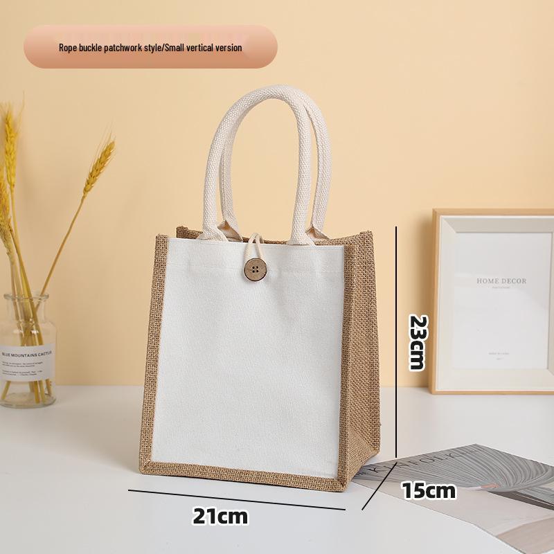 Custom Logo Hand-Painted Tote: Jute, Canvas, Cotton & Linen Handbag, Burlap DIY Lunch Box Bag
