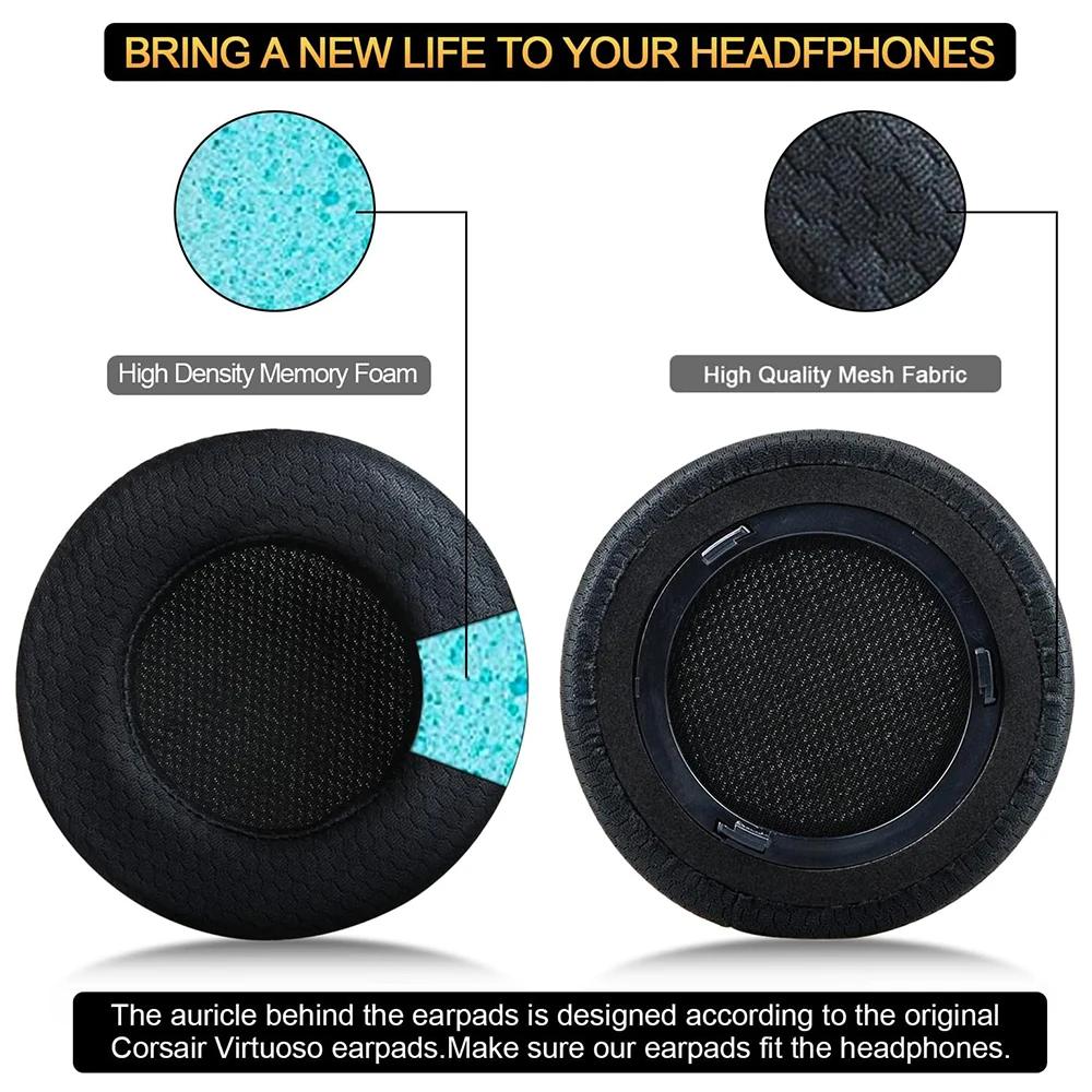 YAYINCC Upgraded Replacement Printed ice silk fabric for Corsair Virtuoso RGB Wireless SE Gaming Headset, Premium Fabric