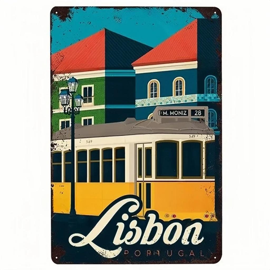 Vintage BERLIN LONDON MONACO Lissabon Stadtposter Metallschild Plakette Platte Dekor Für Werkstatt Man Cave Bar Pub Hotel Wanddeko