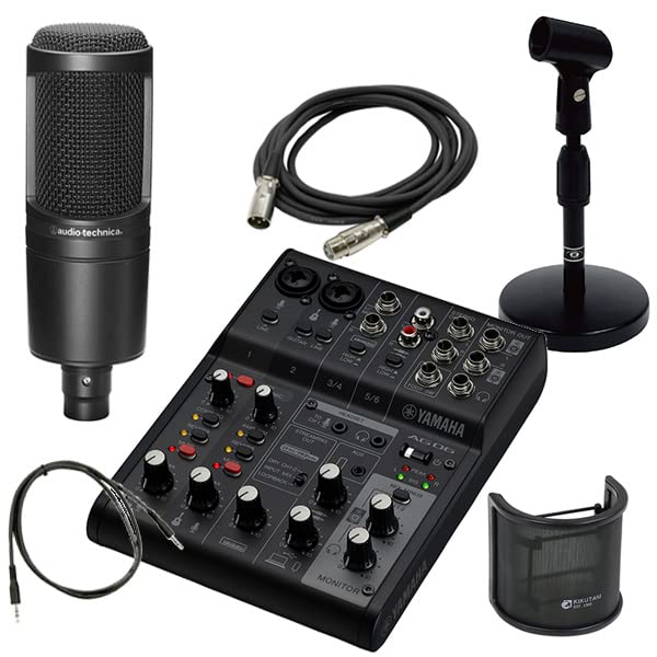 

YAMAHA Mixer AG06MK2 B (Black) + Condenser Microphone AT2020 + Tabletop Stand AD-11 + Pop Guard PO7 + XLR Cable + Mini Cable Distribution Set (Black)