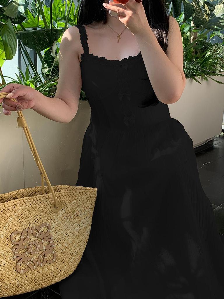 Ai Yuan 2026 Spring Plus-Size Women's Casual Bow Waist-Cinching Camisole Dress