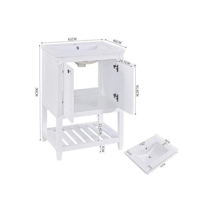 Bathroom Furniture - MUVOE - 60cm - Ceramic Sink - White - Contemporary Design