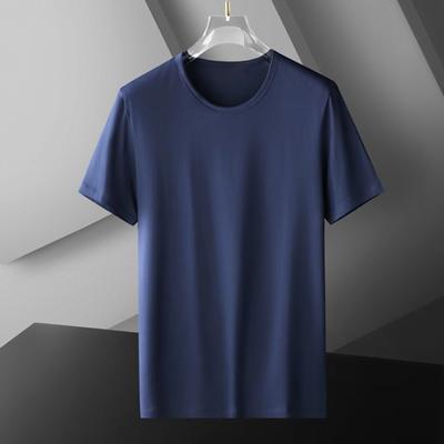 Maglietta estiva da uomo, girocollo, maniche corte, tinta unita, elasticizzata, sottile, ad asciugatura rapida, stile semplice, casual, da indossare tutti i giorni, sportiva