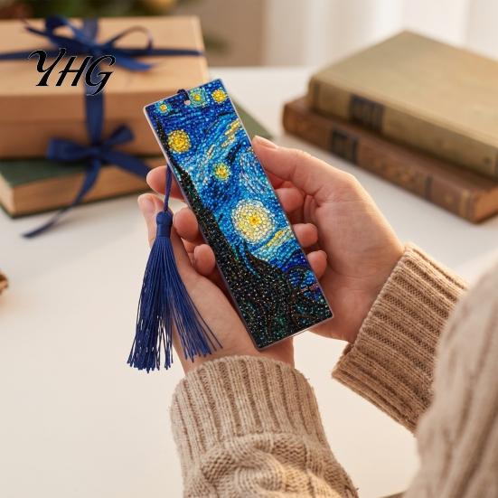 Stationery for Students 4PCS Christmas Theme Diamond Painting Bookmarks, Creative DIY Art Kits, Decorative Reading Supplies Stress Relief Portable
