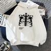 Gothic Grunge Skeleton Print Women Oversized Hoodie Streetwear Long Sleeve Pocket Tops Black Casual Pullover