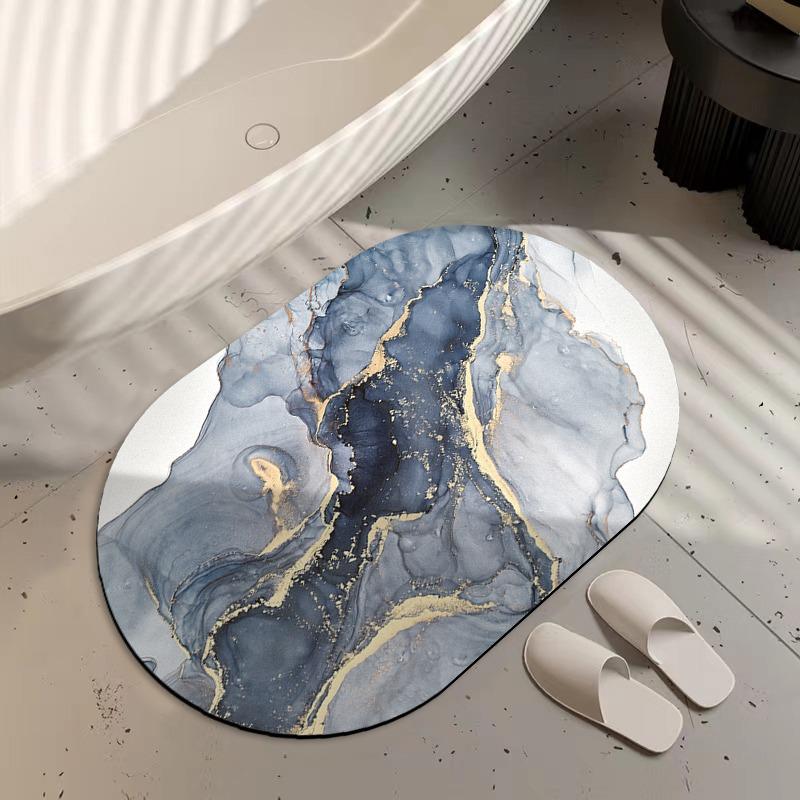 

Bathroom Carpet Non-slip Floor Mat Absorbent Diatom Mud Foot Mats Imitation Marble Home Decor Rug for Toilet Shower Area 1pc 50x80cm