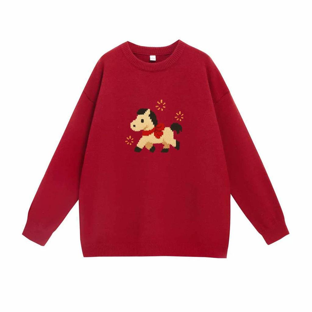 Zodiac Year Red Sweater: Stylish Couples' Knitwear for Autumn/Winter