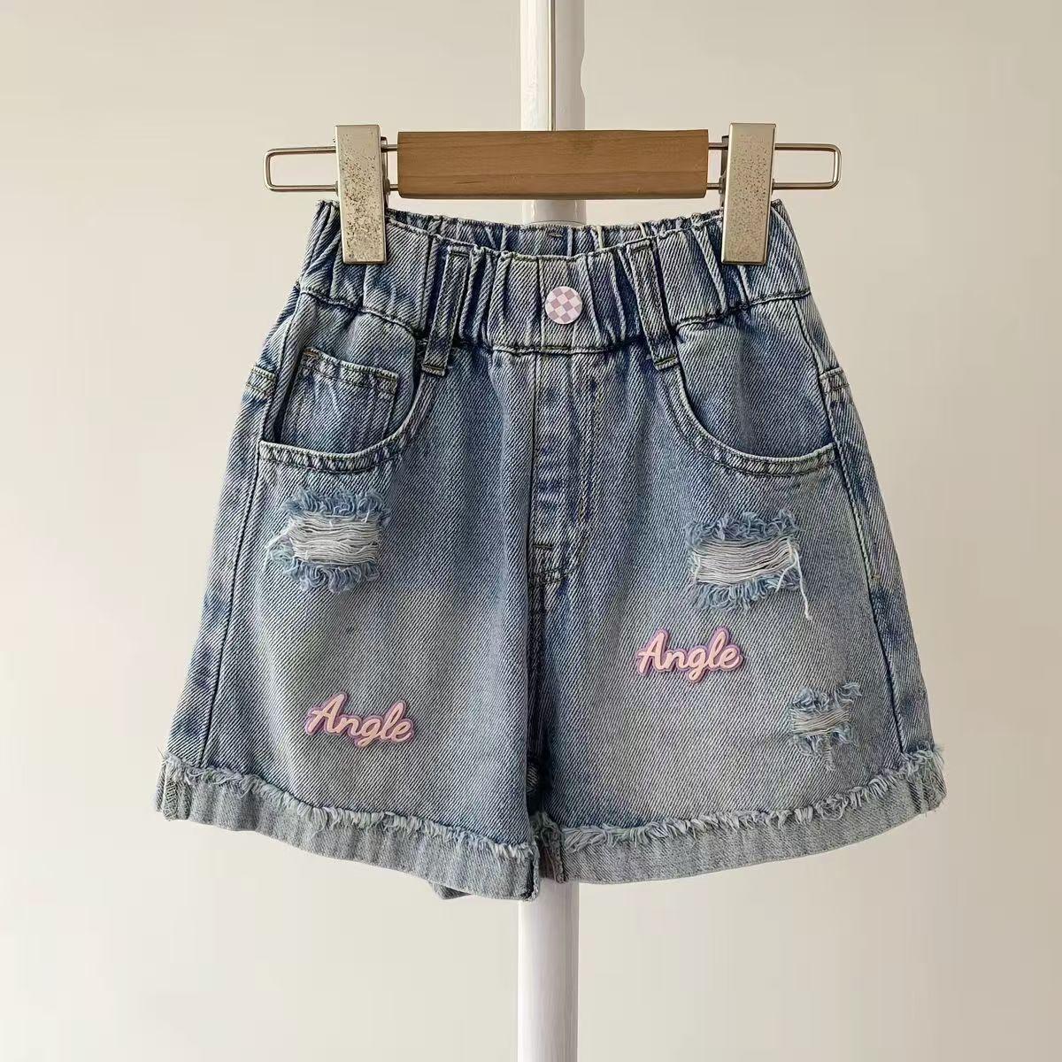 Girls Stylish Korean-Style Embroidered Denim Shorts - Summer 2026 Collection 140 cm