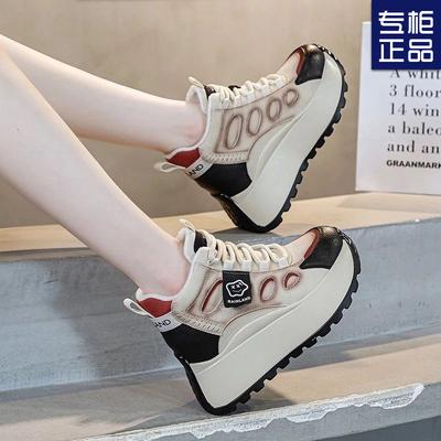 Inner Height-increasing Women's Shoes High-top Casual Sports Shoes New 2025 Spring and Autumn Popular Versatile Thick-soled Dad Shoes Light Luxury