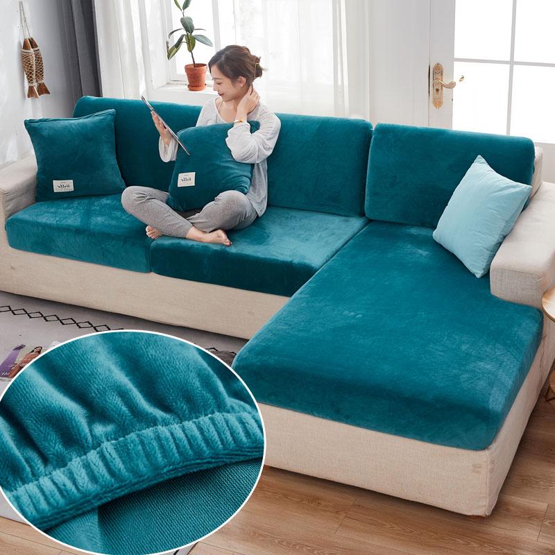 Samt-Sofa-Sitzbezug, dicker Jacquard, solide, weiche Stretch-Sofa-Schonbezüge, Möbelschutz