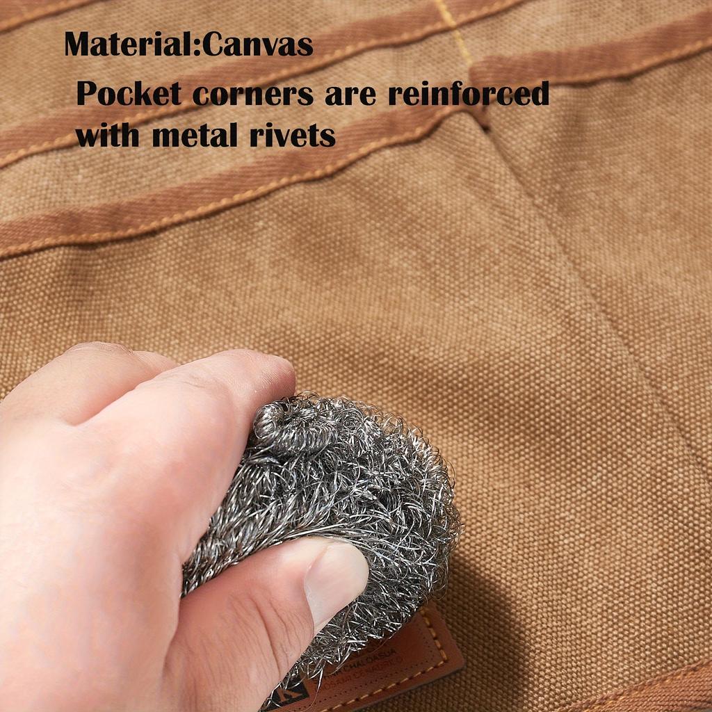 Canvas Tool Belt, 11 Pockets, Unisex Apron for Woodworking, Carpentry, Artists. Adjustable & Durable for Outdoor Work & Crafts.