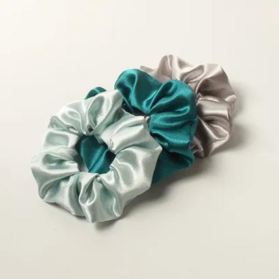 3 Pack Scrunchies for Women Hair Ties Bands Satin Hair Scrunchies for Girls Thick Curly Hair Ponytail Holders Cute Pony Tails