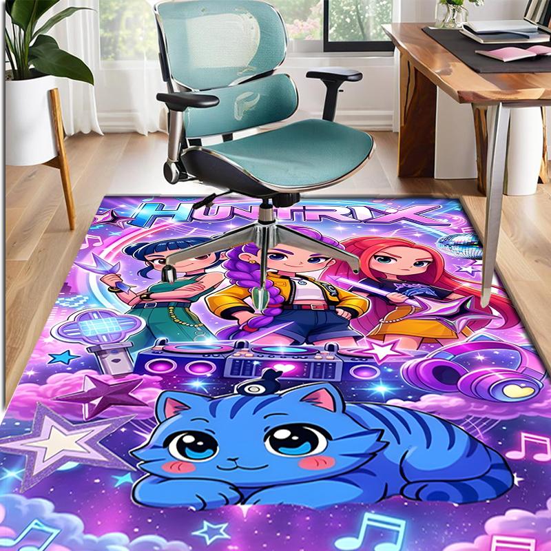 KPop Demon Hunters Pattern Rug, Indoor/Outdoor Mat, for Picnic, Gameroom, Bedroom, Office, Living Room, Home Decor Carpet, Birthday Gift