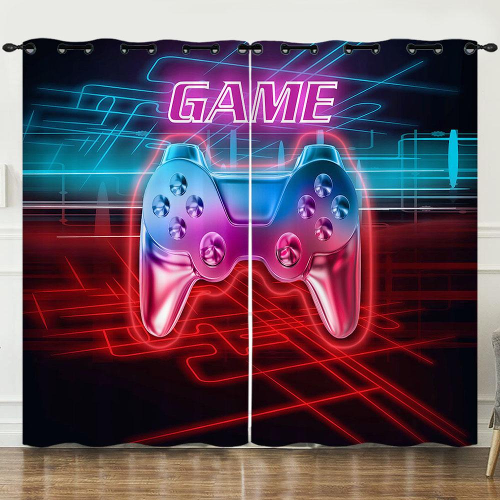 Gamepad Gamer Mobile Game Elements 3D Digital Printing Curtain Blackout Punching