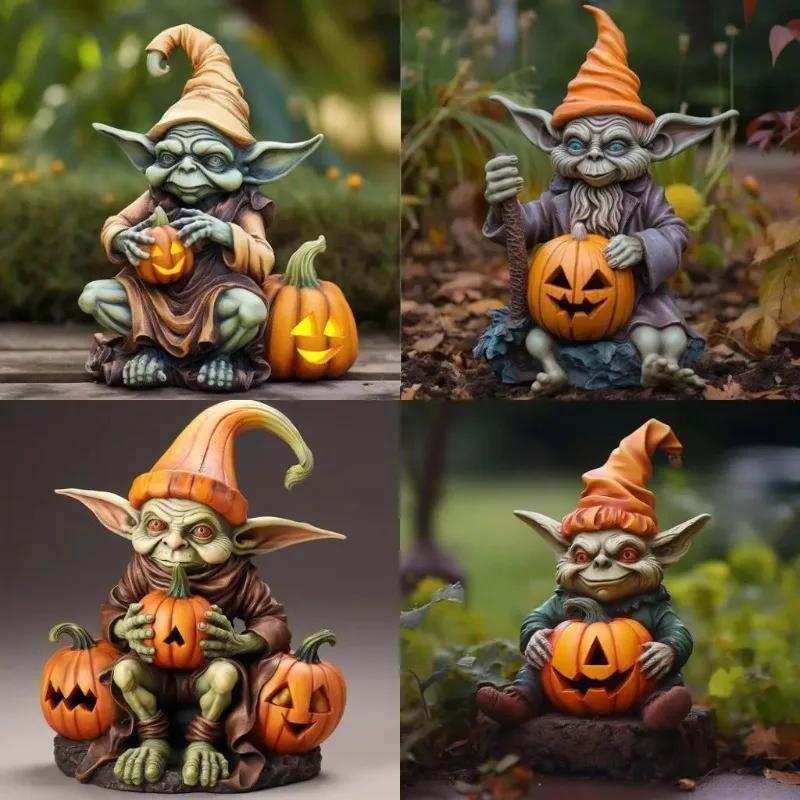 Halloween Pumpkin Garden Decoration Vampire Ornament Cute Ghost Landscape Resin Cartoon Crafts Outdoor Statues Sculptures