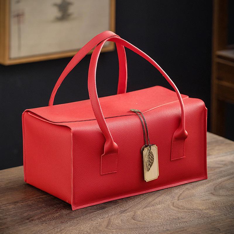 17x17x15cm Luxury Leather Handheld Wedding Gift Box Empty Box High-end New Year Gift Box Souvenir Packaging on Tote Bag 17x17x16cm
