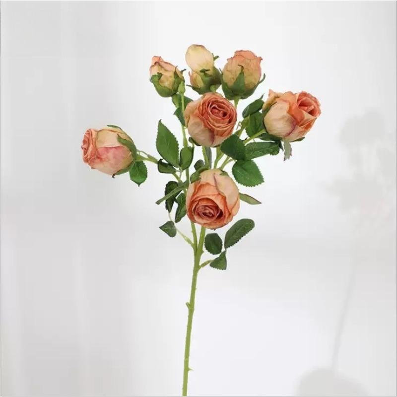 

Украшение для домашнего обеденного стола Одиночная 7-головая имитация розы с обожженным краем Single packing оранжевый