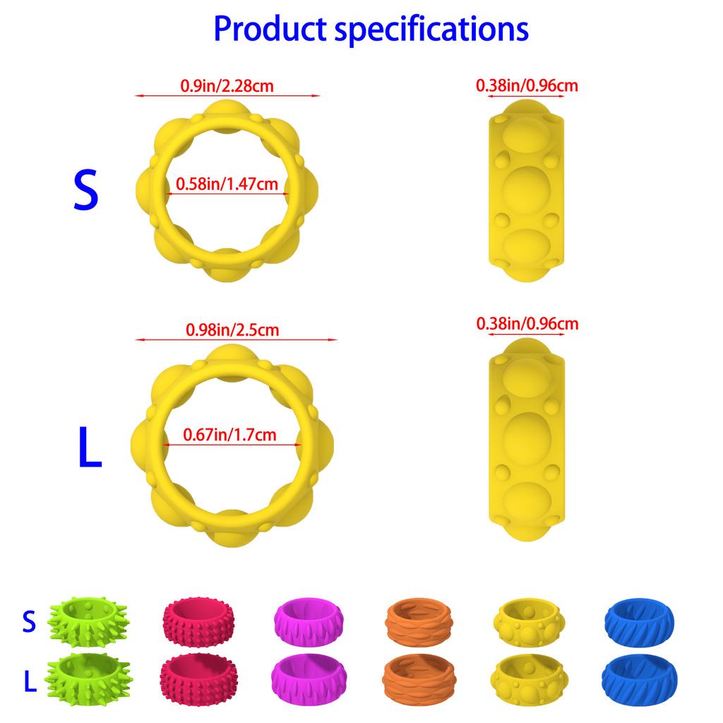 12PCS Fidget Toys Kids Silicone Sensory Rings Soft Fidget Rings Tactile Sensory Toy Stress Relief Finger Rings