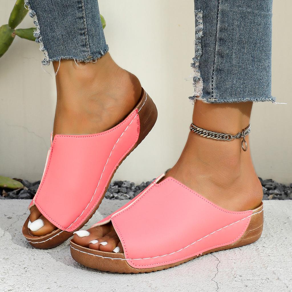 Große Größe Keilabsatz coole Hausschuhe Sommer Neu dicke Sohle coole Hausschuhe lässige coole Hausschuhe