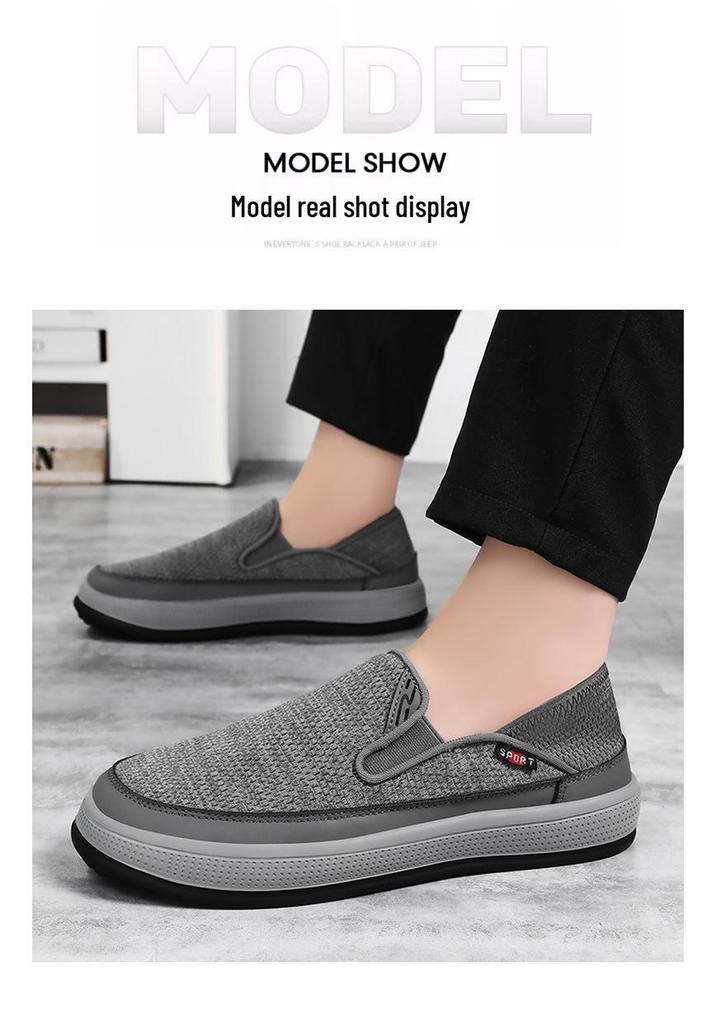 Men's Summer Slip-On Breathable Mesh Shoes - Old Beijing Cloth, Odor-Free, Casual Style