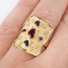 Exquisite  Gold Color Rings for Women Gongting Creative Red Blue Stone Men Rings Jewelry Party Gift