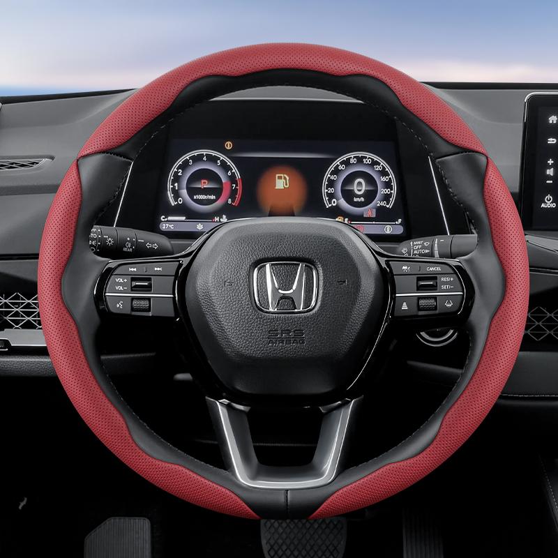 PLXI9 Suitable for Honda's Breathable Holes Leather Steering Wheel Cover Segmented Quick Release Design Non-Slip and Durable Civic Fit 8TAccord 9 10 