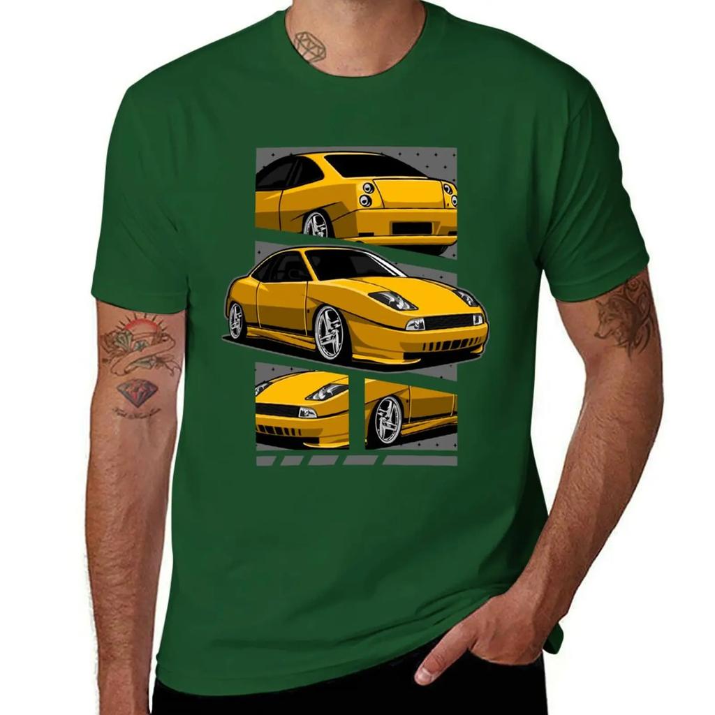 Fiat Coupe 20V Turbo Yellow TShirt graphics korean fashion blacks tshirts for men 2025 new model