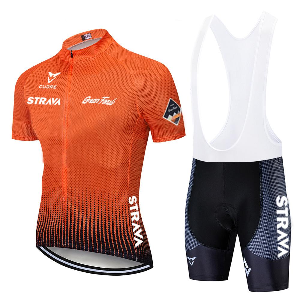 Summer STRAVA Cycling Suit Set for Men Breathable Sweat-wicking Cycling Suit Road Bike Sportswear