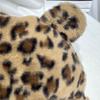 Leopard Bear Ear Caps for Teens And Women Windproof Thicken Skull Hat Warm Pullover Hat Outdoor Winter Activity Headwear