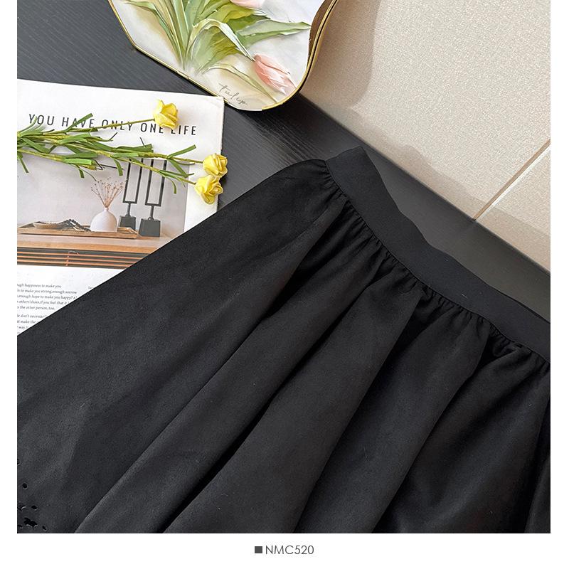 Women's Ethnic Crochet Tassel Trim Patchwork Midi Skirt - Autumn 2025 High Waist Pleated Fluffy Skirt