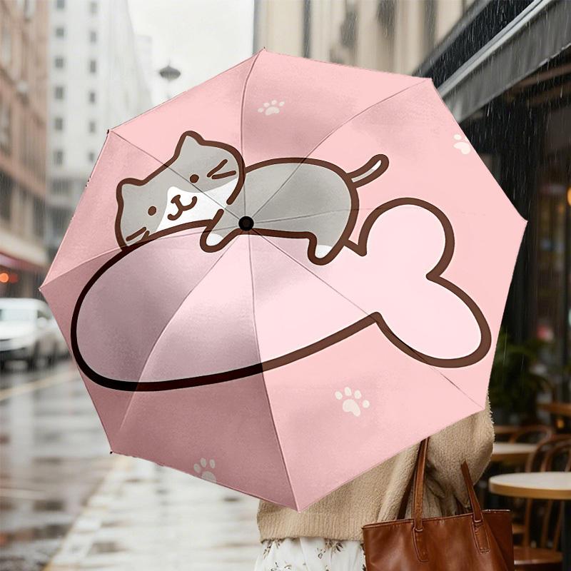 Adorable Cat on Cloud Umbrella: Automatic Opening & Closing, Outdoor Travel Accessory, Lightweight and Durable, Perfect Gift 059