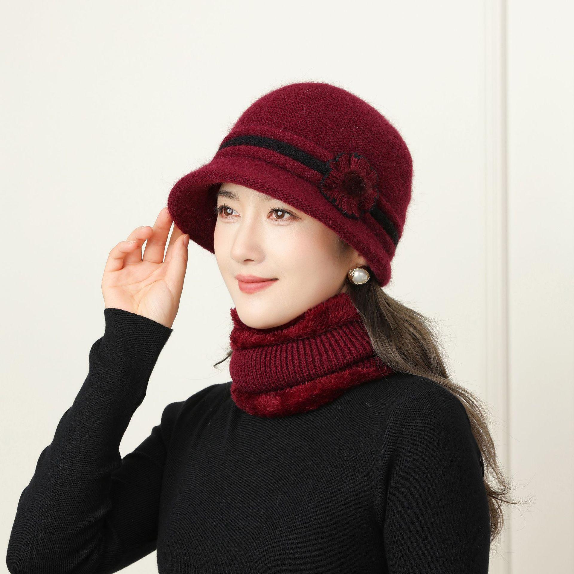 

Женская зимняя шапка Плюс бархатная утолщенная шерстяная шапка Модная материнская хлопковая шапка для улицы Теплая защита ушей Вязаная шапка One size