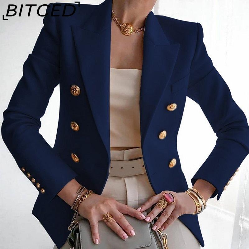 BITCED Women's Vintage Casual Lattice Print Autumn Winter Long Sleeve POLO Neck Jackets & Coats
