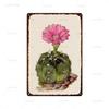 Vintage Floral Metal Plaque  Green Plants  Cactus Tin Sign  Wall Decoration for Garden Kitchen Living Room  Iron Painting Home D
