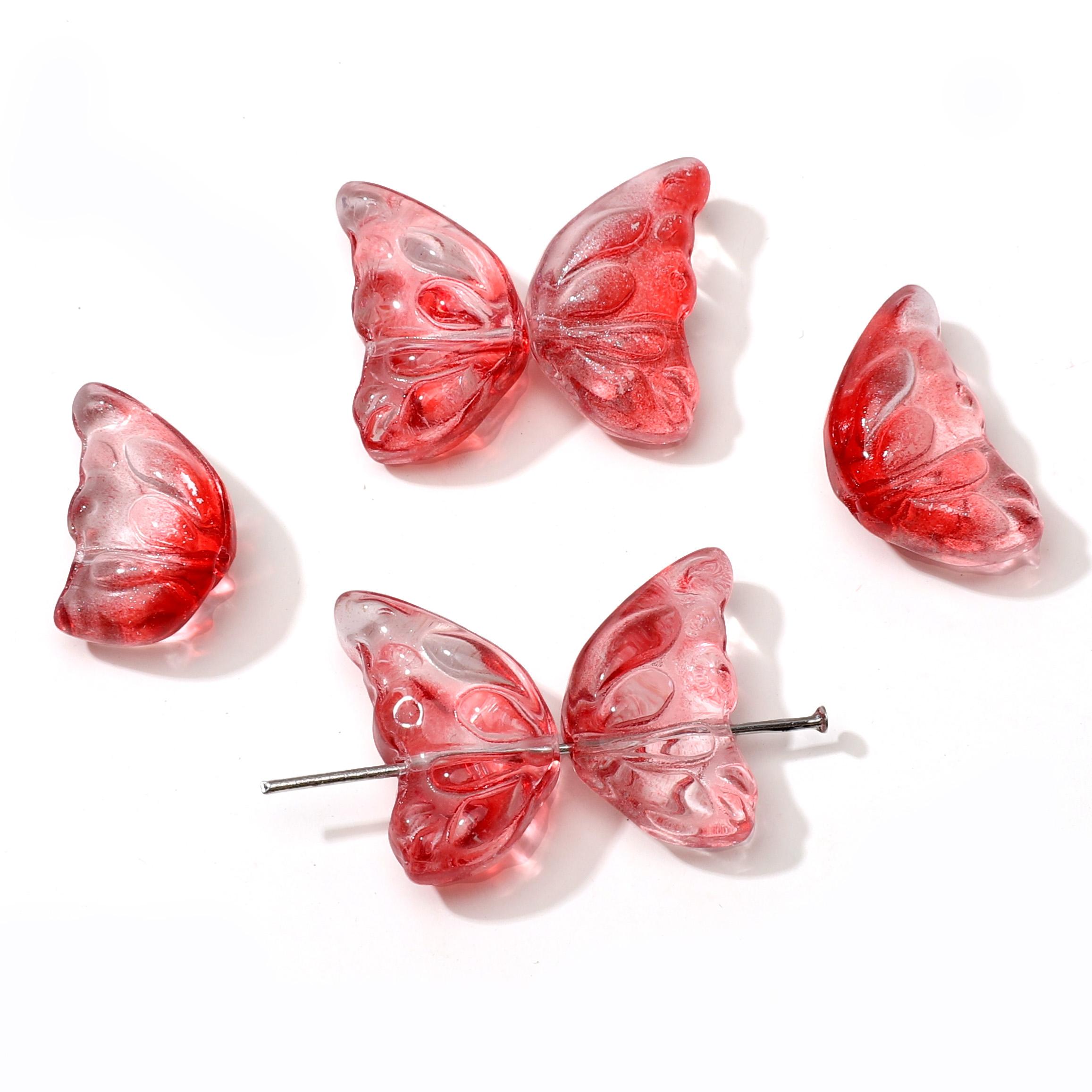 

10Pcs Glass Single Wing Beads for Jewelry Making DIY Bracelet Necklace красный