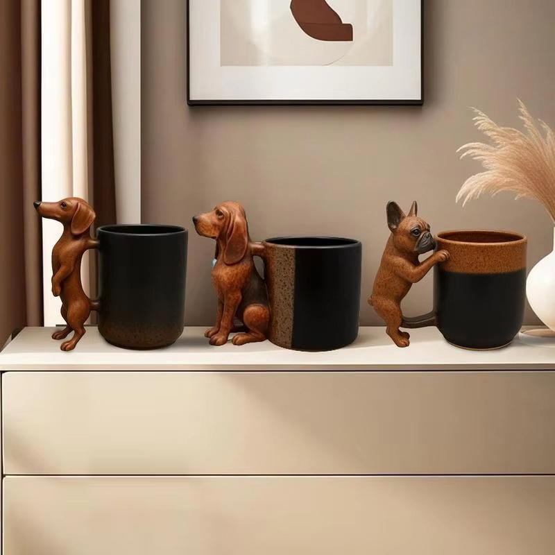 Handmade Dachshund Mug Cute 3D Dachnut Handle Coffee Cup Unique Dog Coffee Mugs Gift For Dogs Owner And Pet Lover Collection