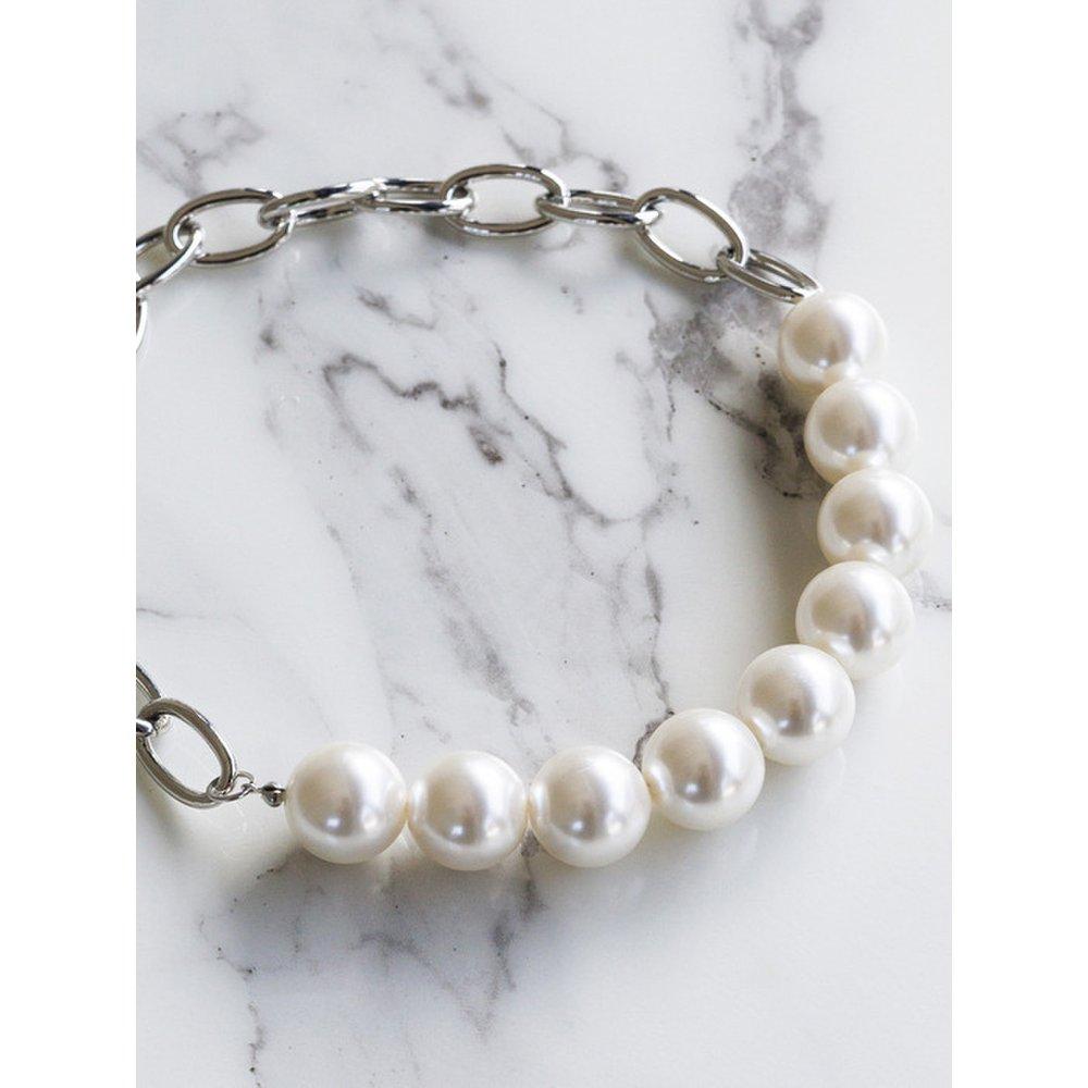Silver Chain Big Pearl Necklace_Jfxac421M