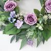 Artificial Flower with Leaf Realistic Purpler Rose Wreath Decoration for Door Window Hallway Farmhouses Wedding Wreath